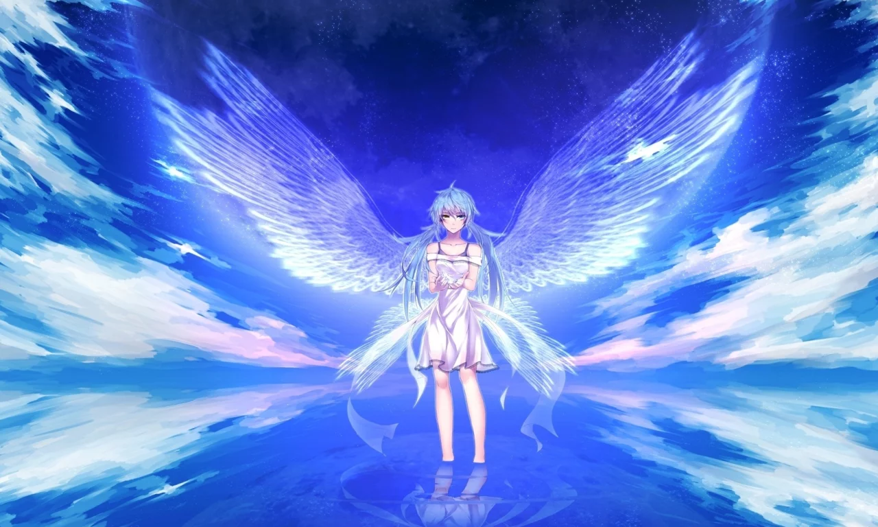 крылья, hatsune miku, вокалоид, вода