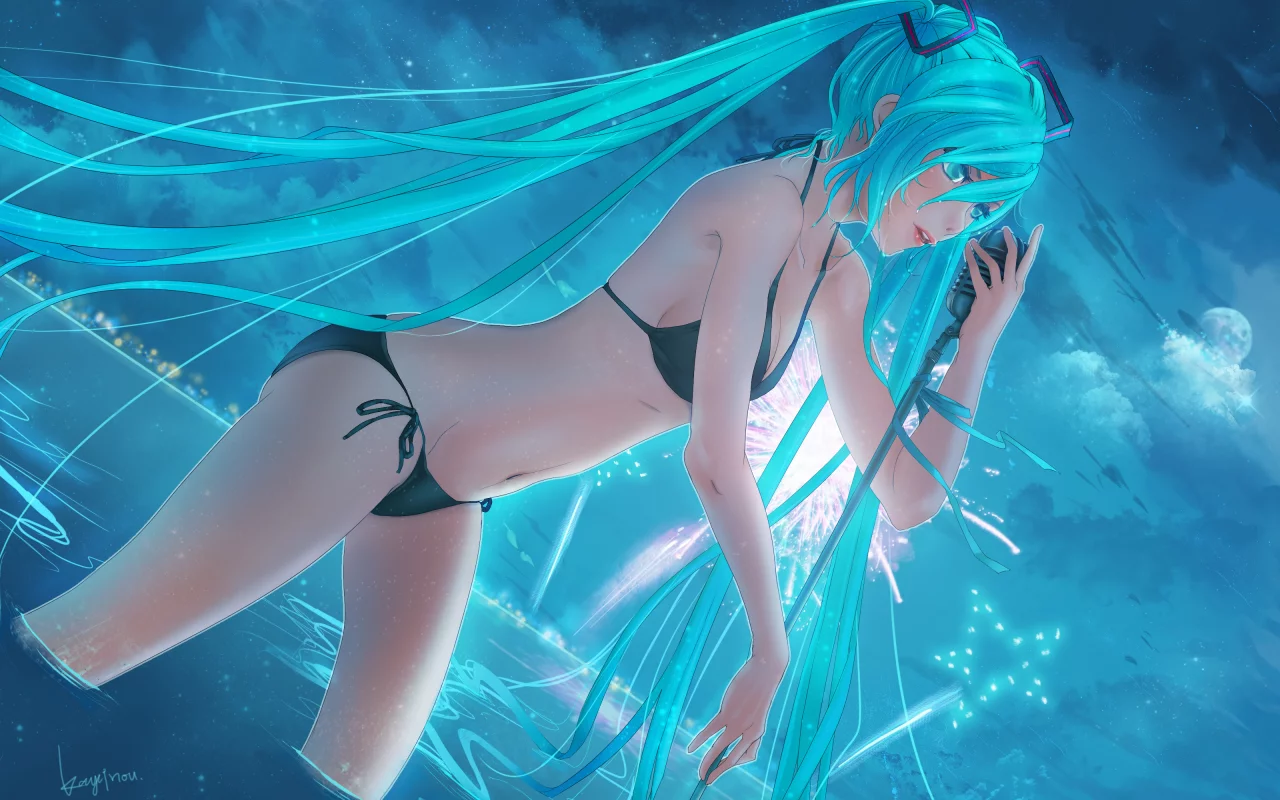 лифчик, девушка, hatsune miku, nou, трусики, art