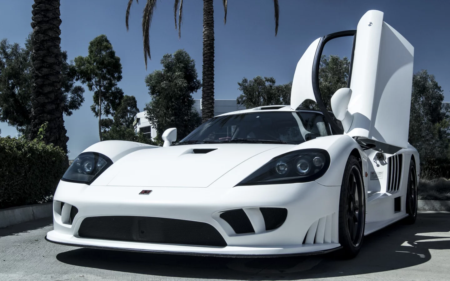 saleen s7, салин с7, sky, white, белый, trees