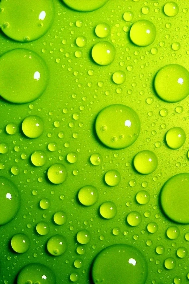 капли, вода, зеленый