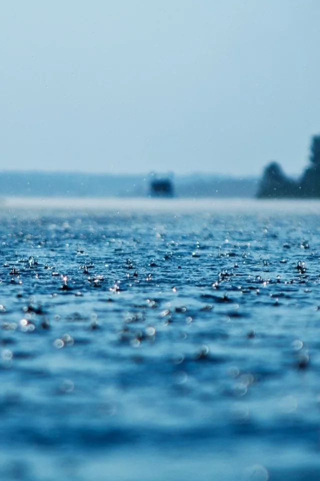 капли, дождь, море