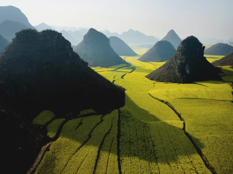 wide, green, mountain, apple, sky, field