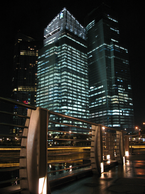 сингапур, набережная, небоскреб, город, таун, ночь, бои