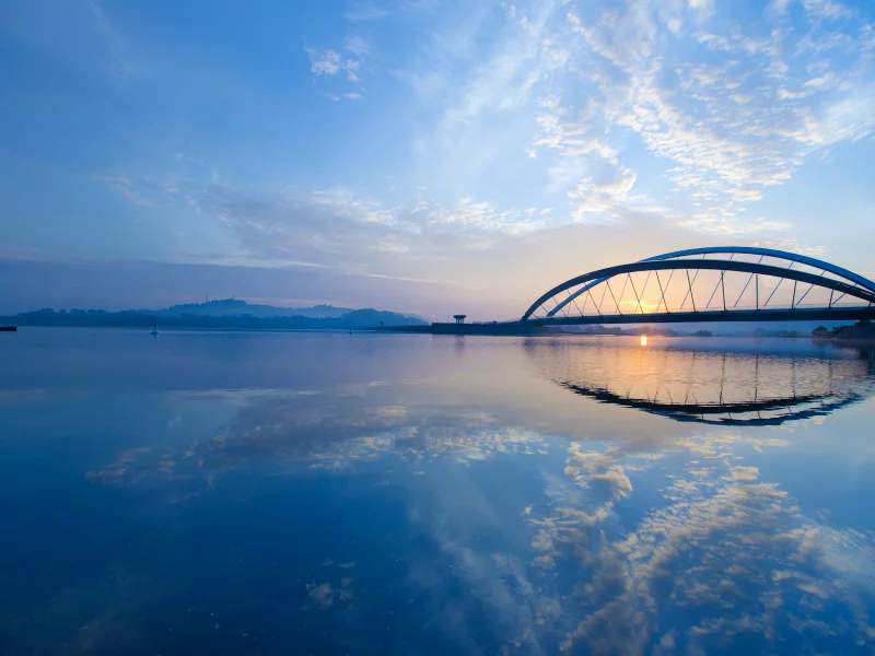 clouds, sky, bridge, malaysia, strait, putrajaya, sunrise, city