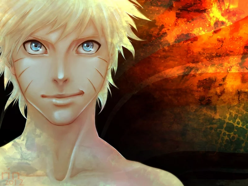 голубые глаза, uzumaki naruto, naruto, ухмылка