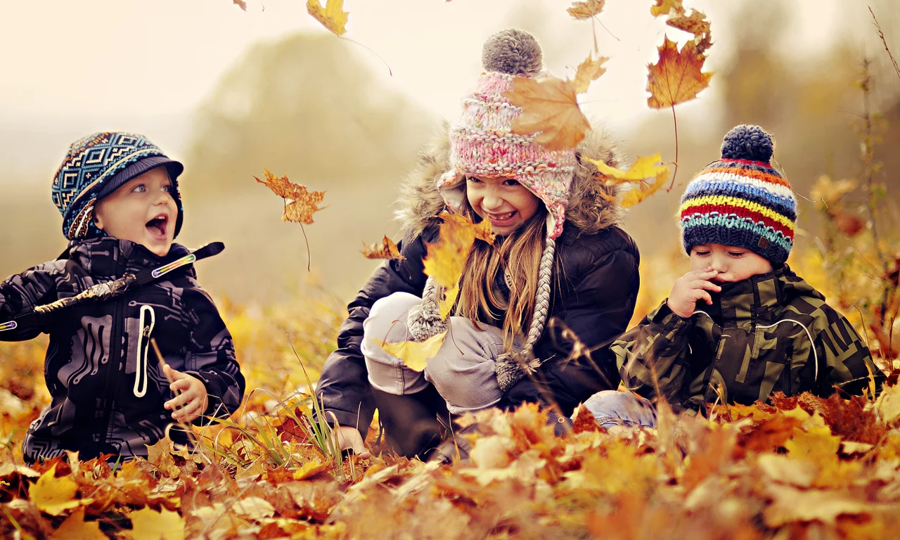 autumn, smiles, children
