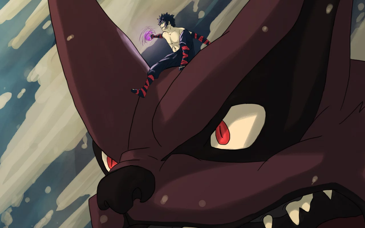 naruto, kyuubi, uzumaki naruto, парень, аниме, арт