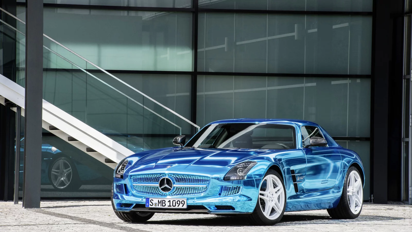 синий, amg, coupe, sls