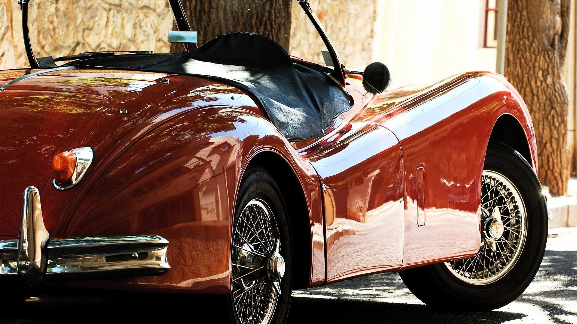 1954, xk140, jaguar, красный, кабриолет, retro