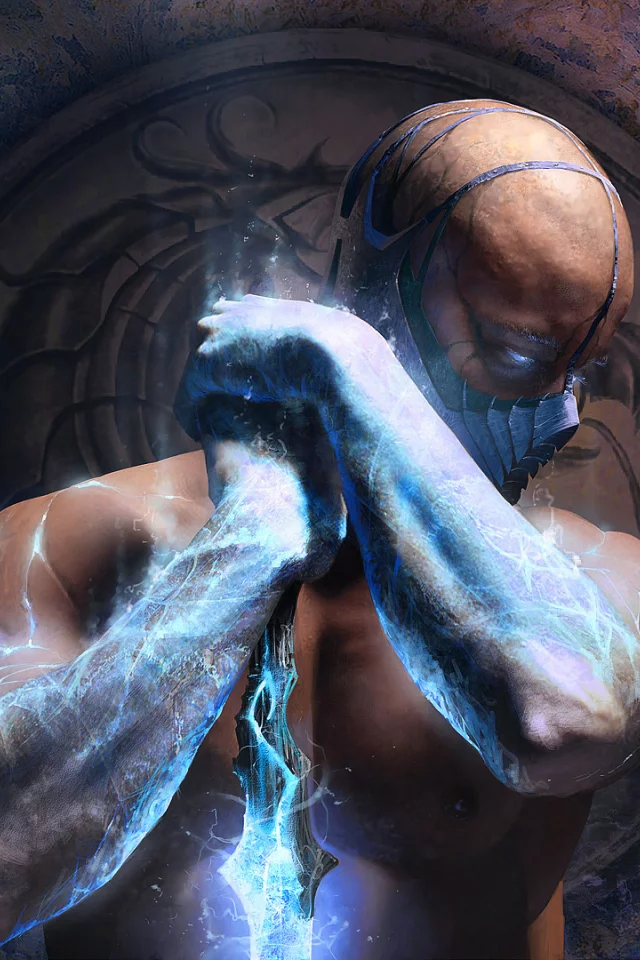 трещины, мужчина, маска, sub-zero, mortal kombat