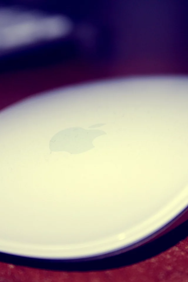 macro, wood, white, mouse, apple, red