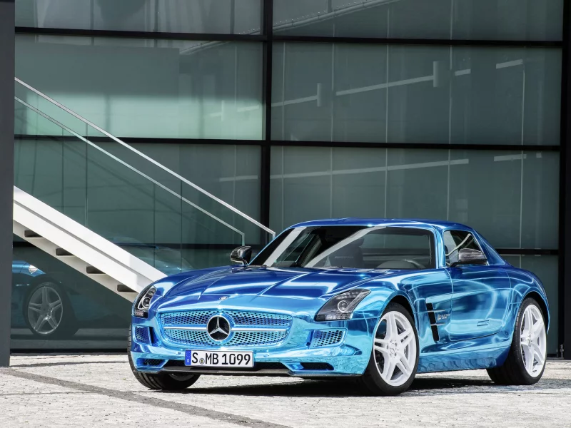 синий, amg, coupe, sls