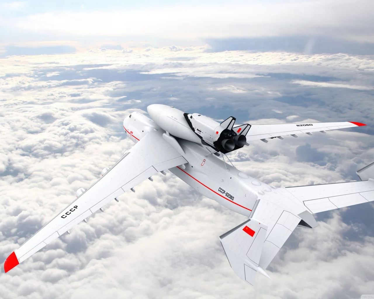 транспортных средств, aircraft, Buran shuttle, советские, fake, облака, Буран трансфер, самолет, vehicles, подделка, clouds, Antonov An-225, Soviet, Ан -225