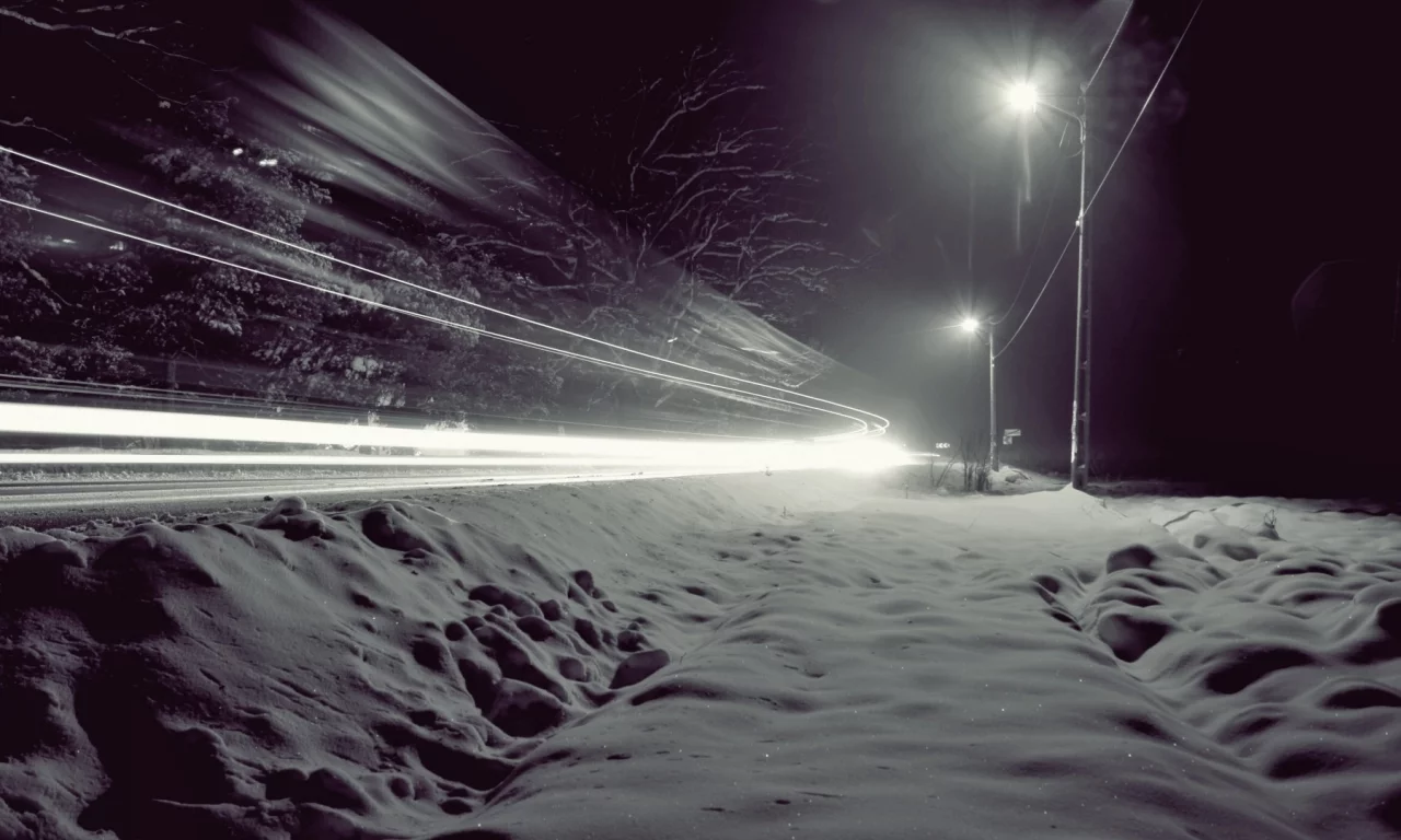 ночь, wind, snow, зимних дорог, снег, огни, winter roads, lights, ветра, night