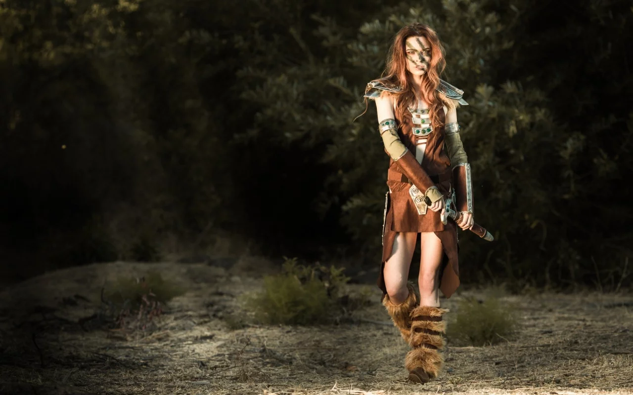 cosplay, warriors, dagger, models, , The Elder Scrolls V: Skyrim, The Elder Scrolls, freckles, legs, women, redheads, Dragonborn