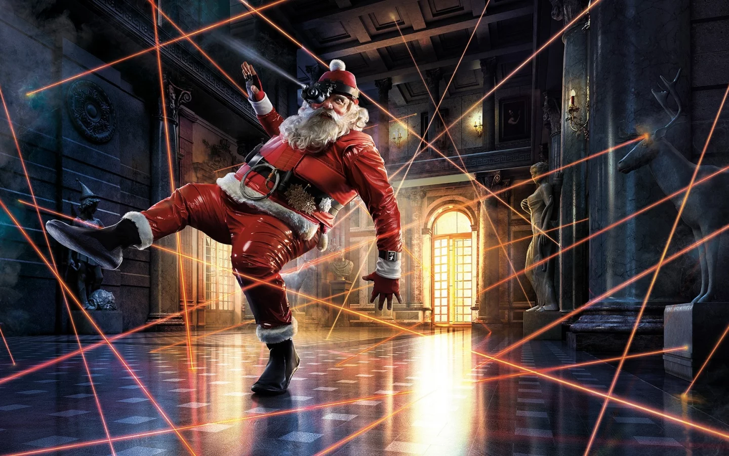 break inside, , Santa Claus, artwork, breaking, Old Man, castles, thief, lasers, situation, night