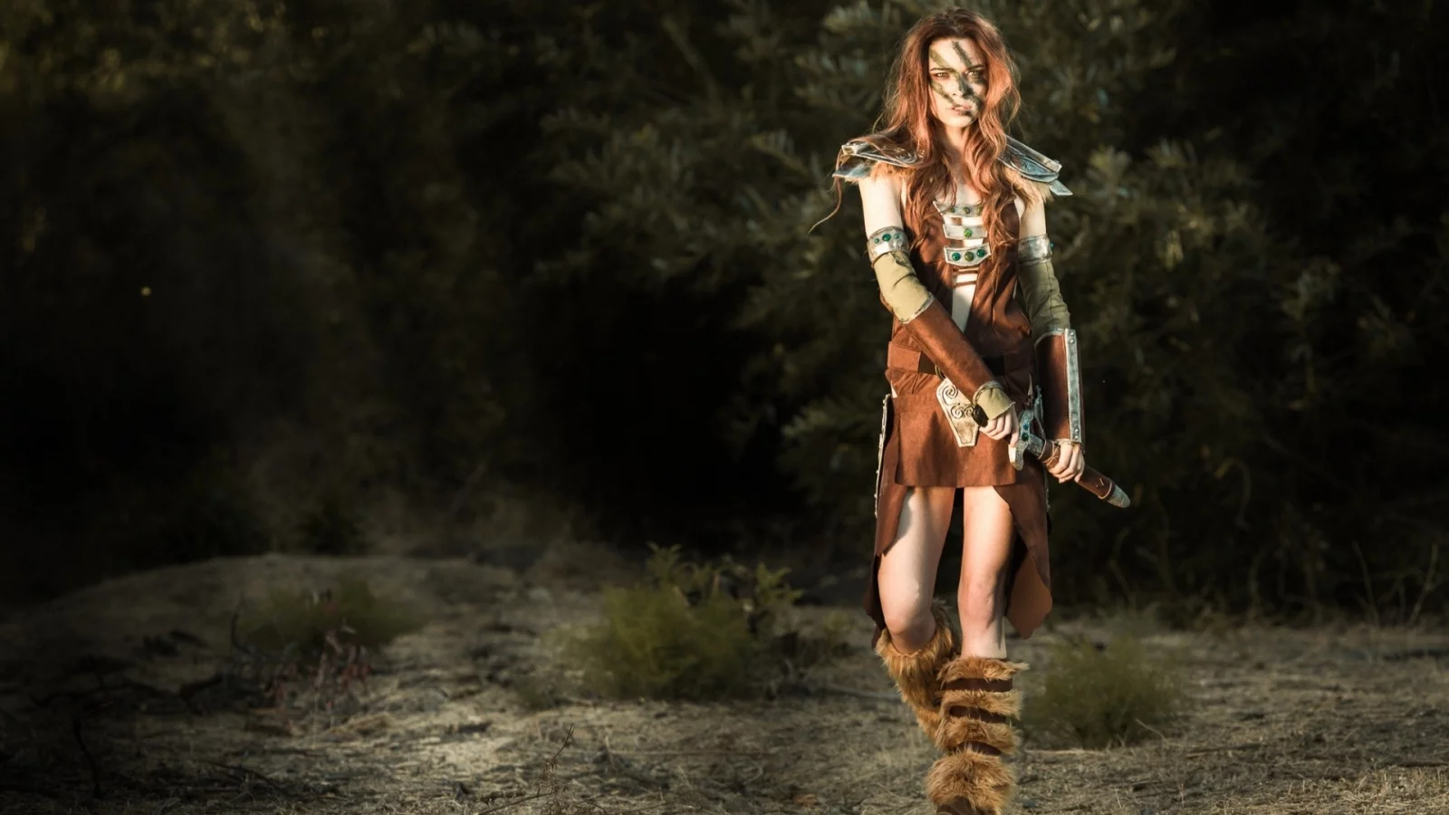 cosplay, warriors, dagger, models, , The Elder Scrolls V: Skyrim, The Elder Scrolls, freckles, legs, women, redheads, Dragonborn