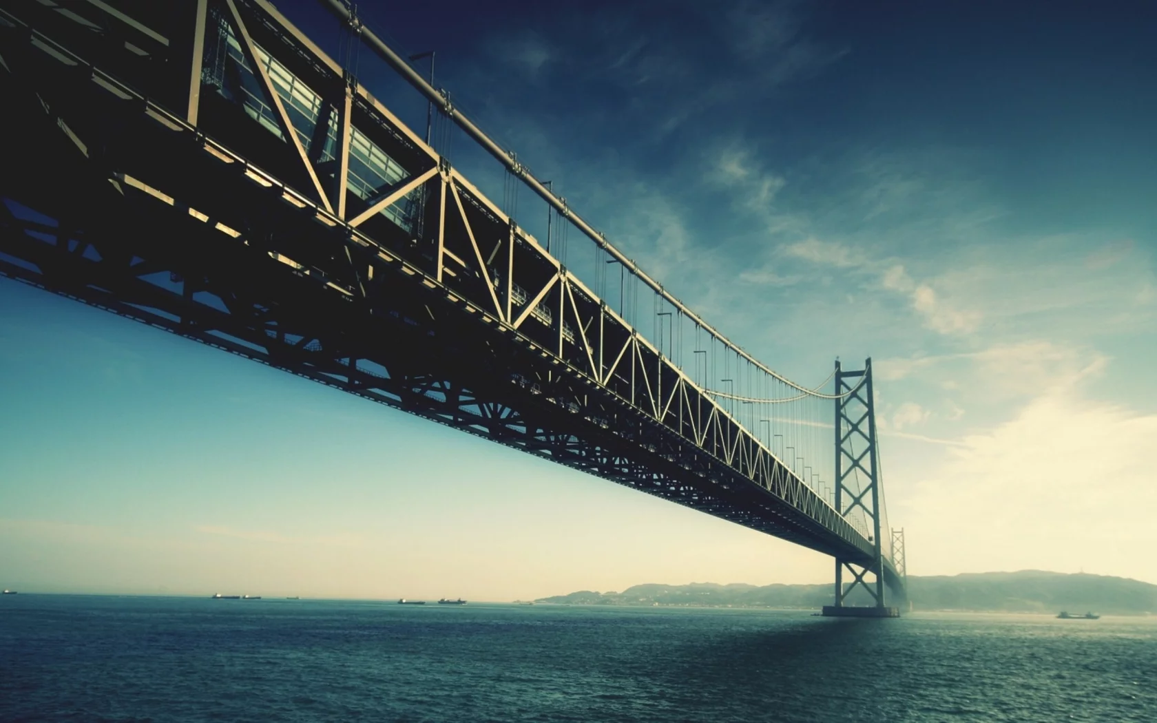 природа, ниже, nature, below, Akashi Kaikyo bridge, landscapes, мосты, пейзажи, небо, Akashi Kaikyo моста, вода, bridges, colors, water, sky, цветы