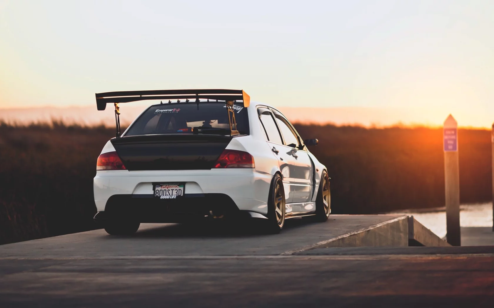 автомобили, настроенный, Mitsubishi Lancer Evolution VII, tuning, sunset, cars, тюнинг, закат, tuned