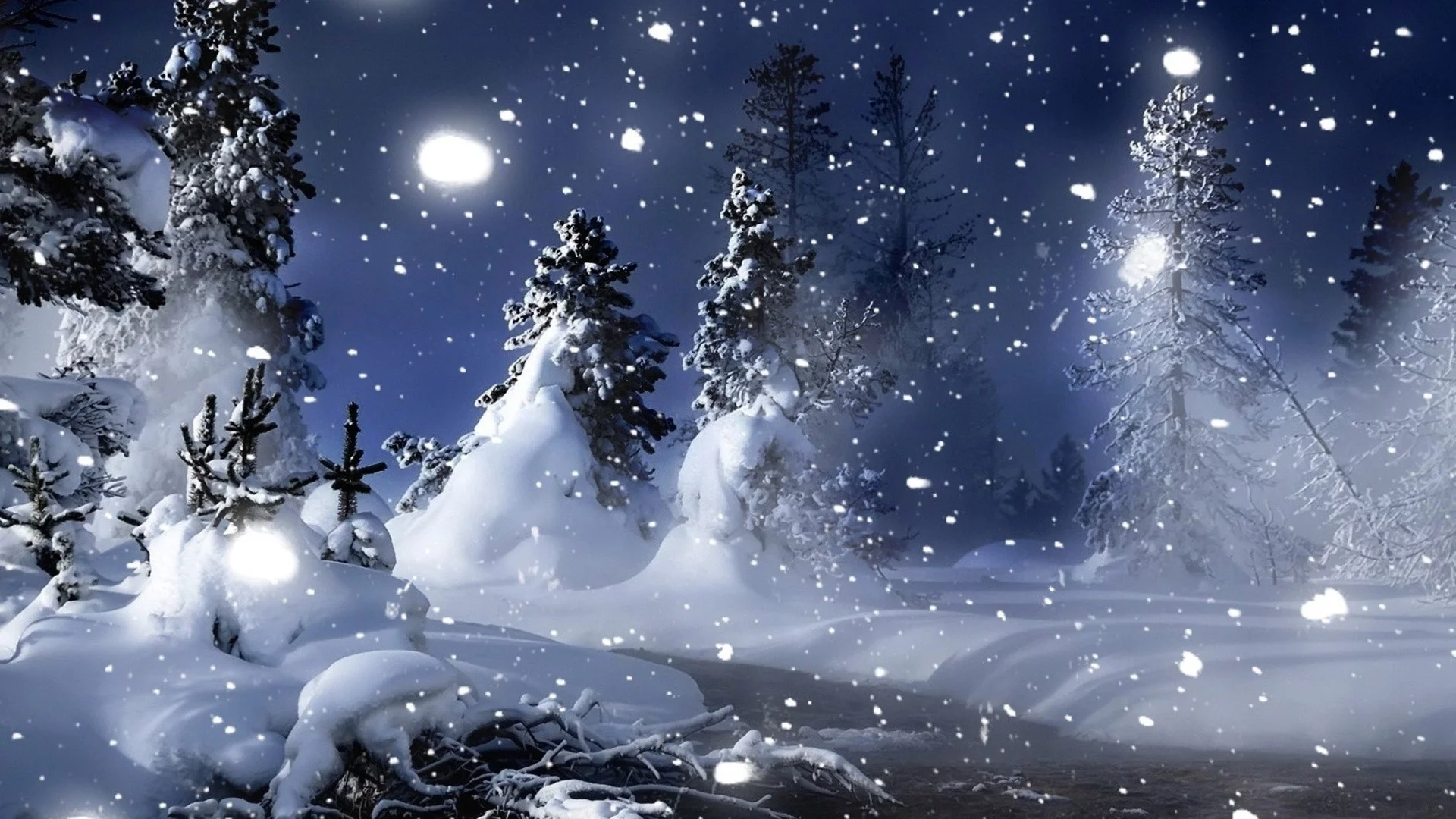 сосны, snow, pine trees, снег
