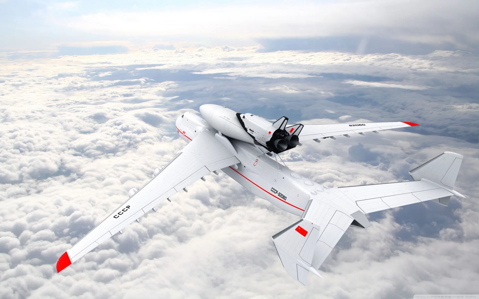 транспортных средств, aircraft, Buran shuttle, советские, fake, облака, Буран трансфер, самолет, vehicles, подделка, clouds, Antonov An-225, Soviet, Ан -225