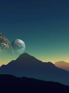 mountains, landscapes, планеты, planets, произведения искусства, artwork, цифровое искусство, горы, digital art, пейзажи