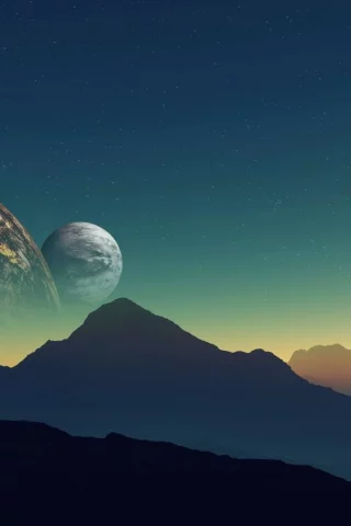 mountains, landscapes, планеты, planets, произведения искусства, artwork, цифровое искусство, горы, digital art, пейзажи