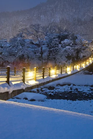 снег, природа, snow, мосты, winter, bridges, реки, деревья, зима, rivers, trees, nature