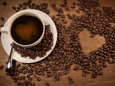 coffee, hearts, coffee beans, сердца, чашки, кофе, кофе в зернах, cups