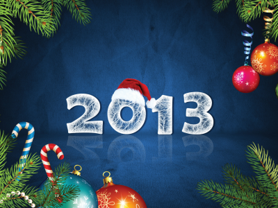 новый год 2013, цифры, 2013, новый год, ветки елки