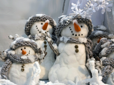 зима, рождественские, снеговики, winter, Christmas, snowmen, scarfs, шарфы