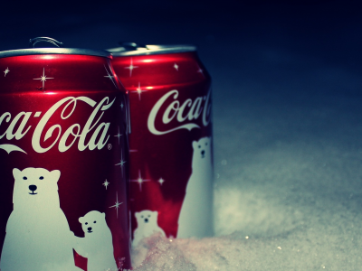 снег, банки с напитками, Coca-Cola, snow, soda cans, Рождество, white, белый, Christmas