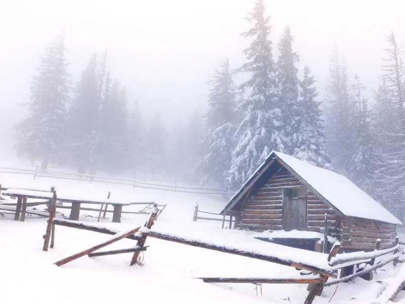 снег пейзажи, салон, снег, snow landscapes, pine trees, cabin, snow, сосновые деревья