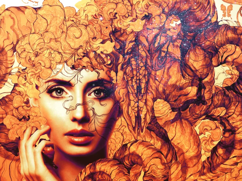 faces, digital art, , abstract, women