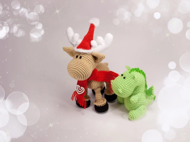 Christmas, toys, Рождество, Santa, hats, головные уборы, Драконы, Санта, wool, игрушки, оленей, dragons, reindeer, шерсть