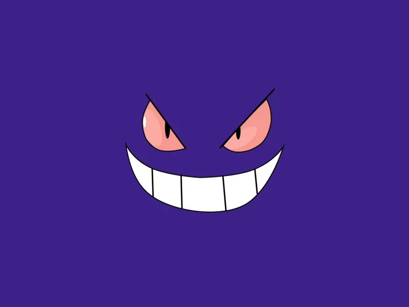 faces, Gengar, smiling, simple background, , Pokemon