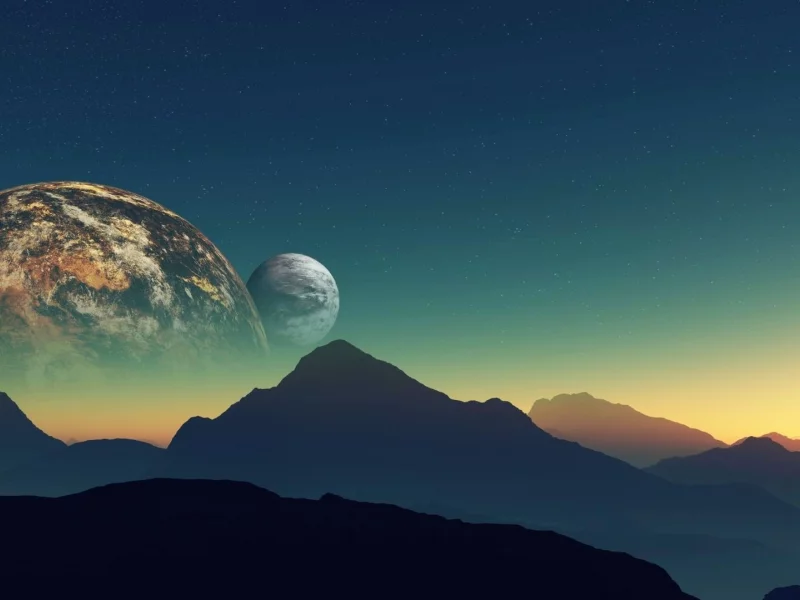 mountains, landscapes, планеты, planets, произведения искусства, artwork, цифровое искусство, горы, digital art, пейзажи