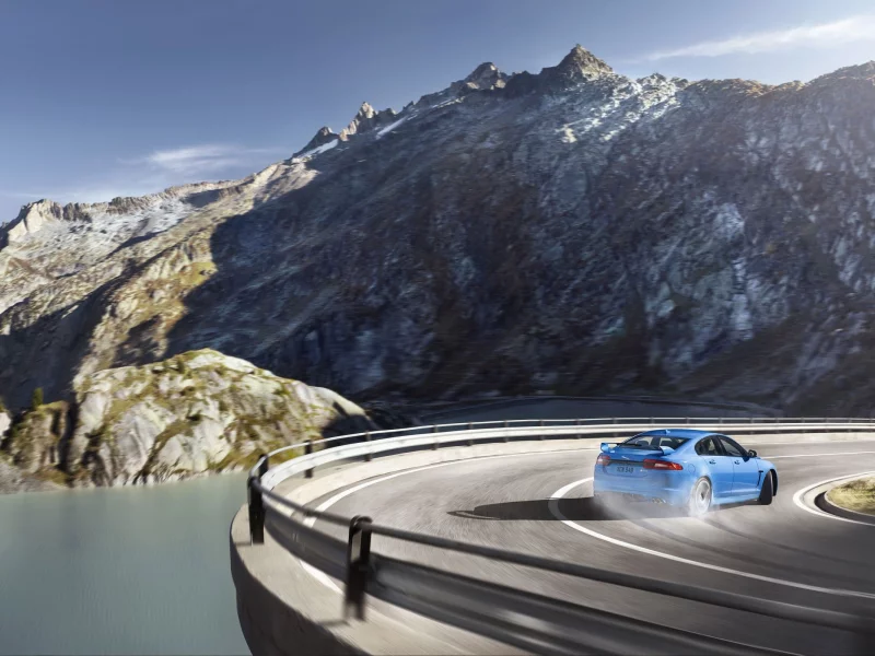 roads, Jaguar XFR, дрейф, mountains, rivers, горы, skies, природа, дороги, 2014, реках, nature, drift, небо, supercars, суперкары