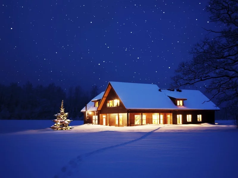 ice, winter, night, trees, houses, , lights, dark, blue, alone, landscapes