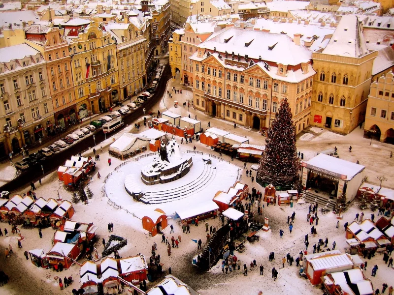 снега, cityscapes, Christmas, Prague, snow, Рождество в Праге, Europe, Европы, городские пейзажи