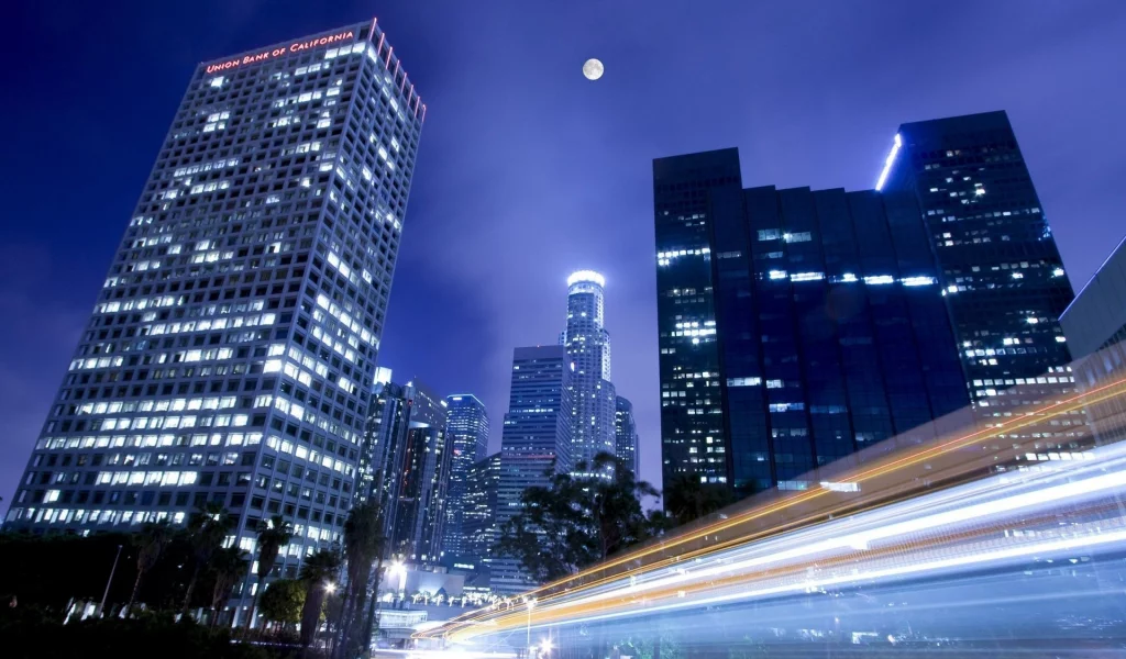 зданий, длительное воздействие, города, long exposure, Moon, high exposure, cities, Ночь, cars, Луна, высокую подверженность, buildings, автомобили, night