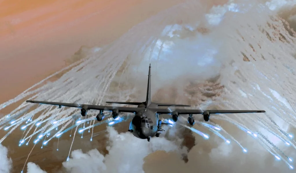 C-130 Hercules, aircraft, flares, самолет С-130 Hercules, вспышек