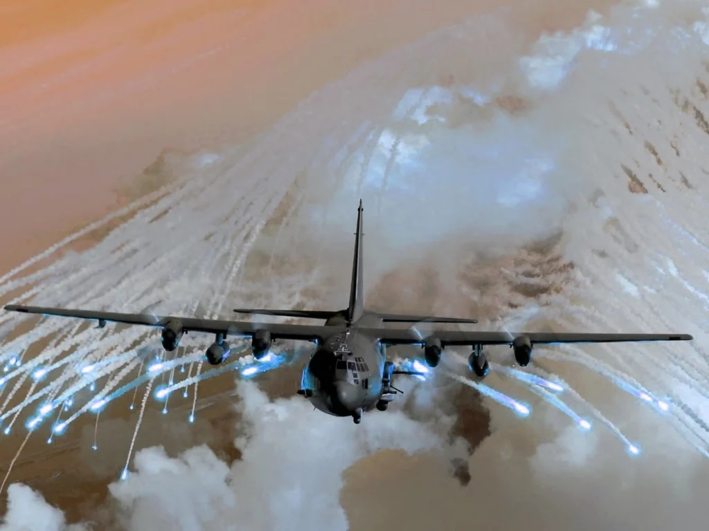 C-130 Hercules, aircraft, flares, самолет С-130 Hercules, вспышек