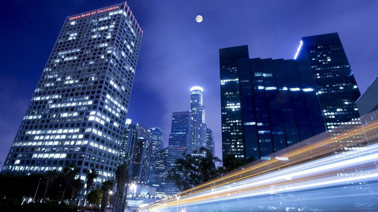 зданий, длительное воздействие, города, long exposure, Moon, high exposure, cities, Ночь, cars, Луна, высокую подверженность, buildings, автомобили, night