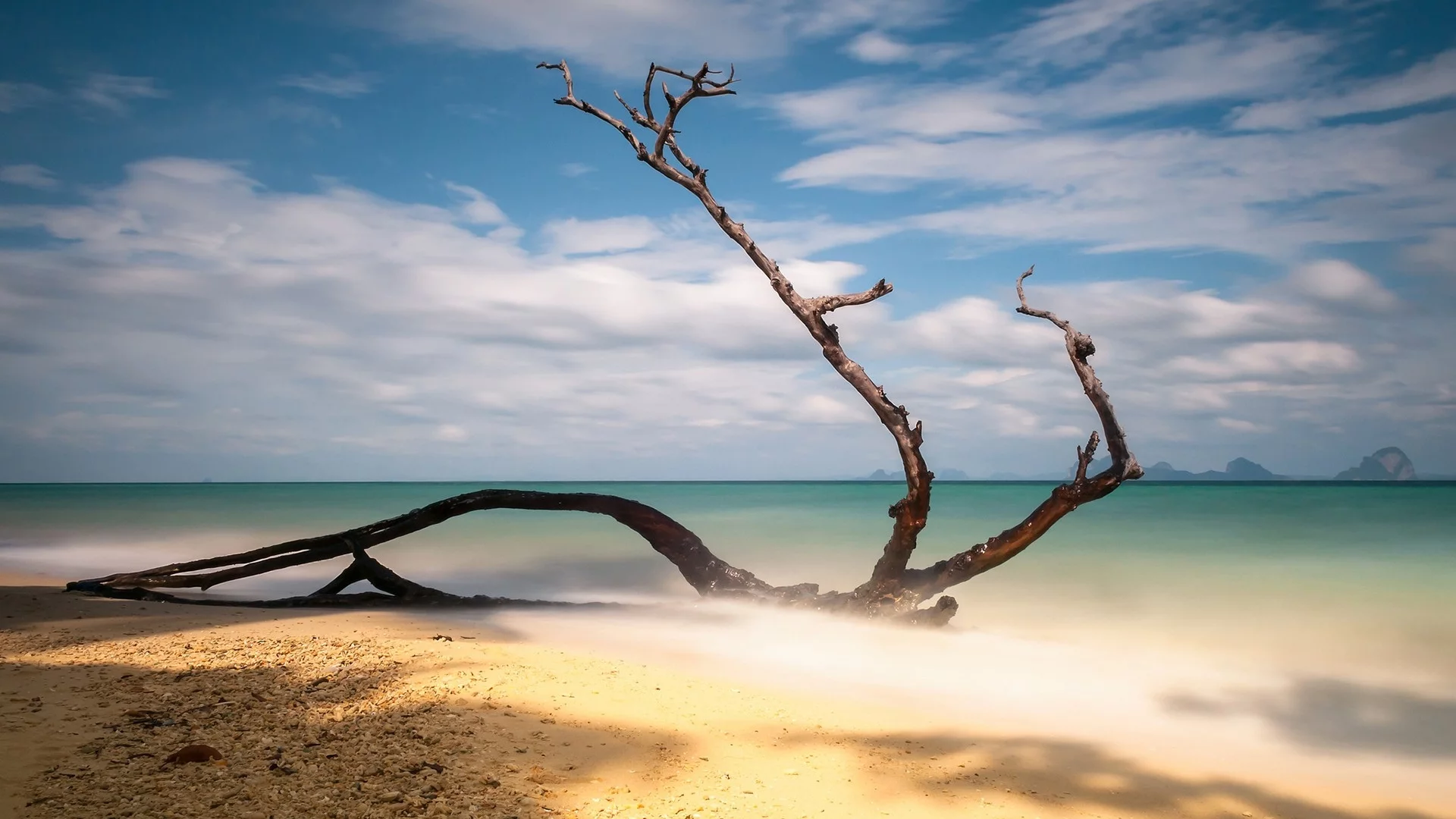пляж, beach, облака, clouds