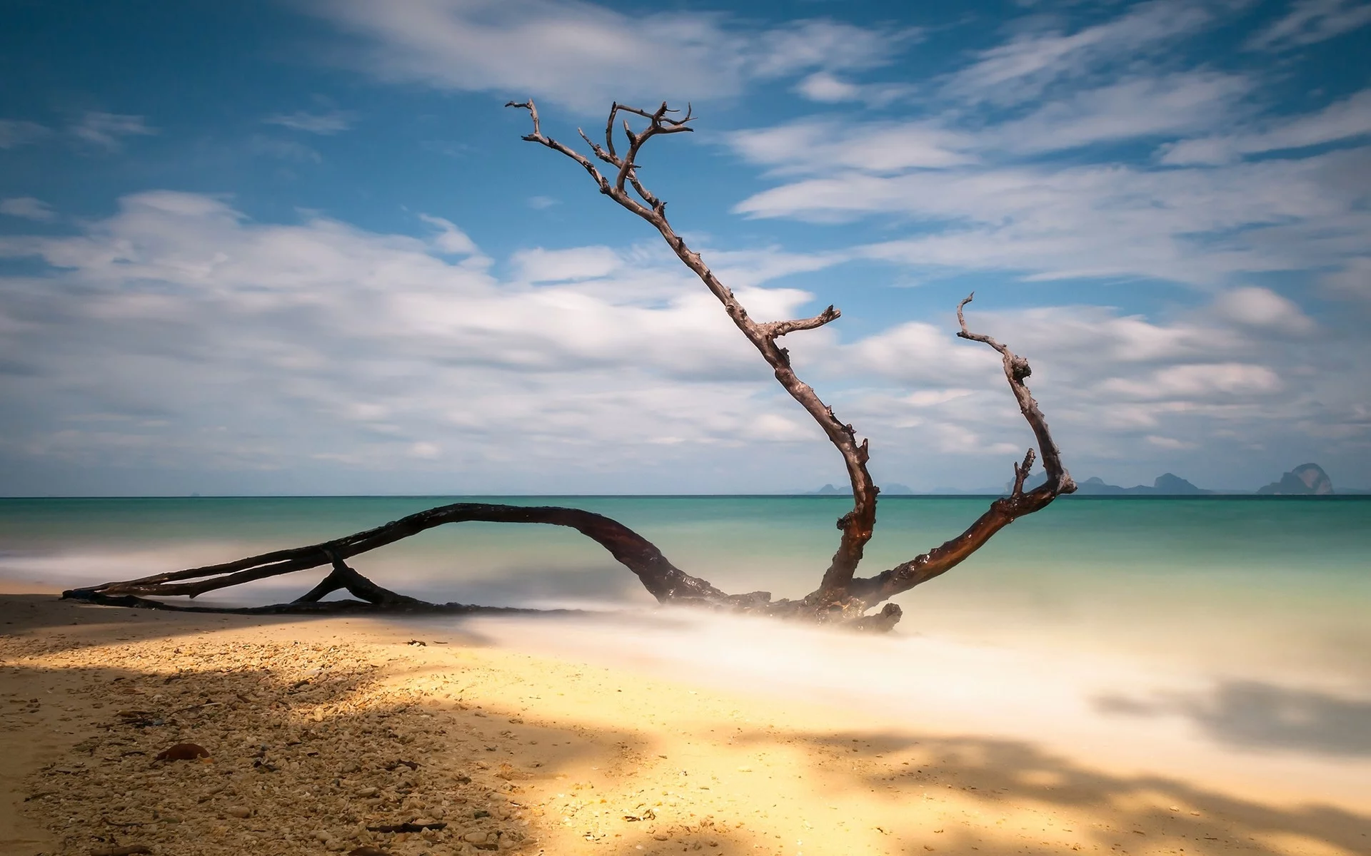 пляж, beach, облака, clouds