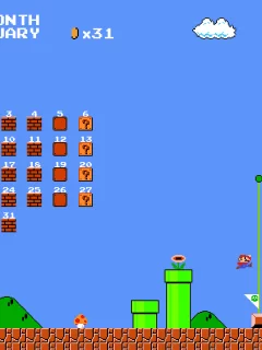 Супер Марио, video games, calendar, календарь, Smashing magazine, ретро-игры, January, Smashing Magazine, retro games, Super Mario, Mario, видео-игры, январь, Марио, 2013, Nintendo