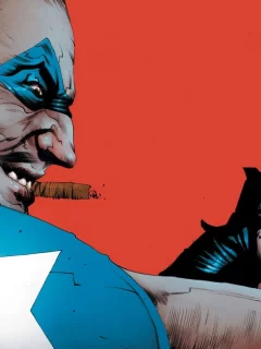 cigars, маски, оружие, Watchmen, люди, улыбаясь,юморист, stars, red background, звезды, guns, The Comedian, masks, smiling, сигары, красный фон, men