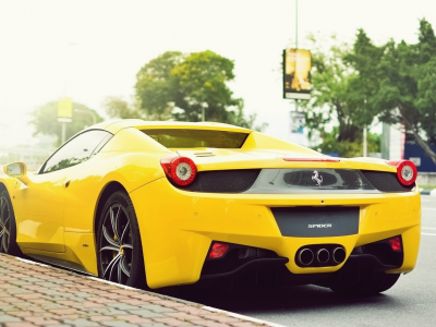 транспортных средств, cars, Ferrari, желтые, yellow, автомобили, Ferrari 458 Italia, vehicles, roads, дорог