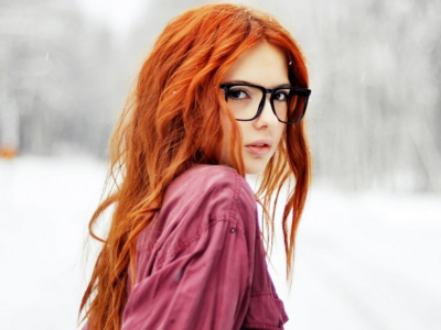 snow, снег, women, лицо, женщины, faces, очки, рыжие, glasses, зима, redheads, winter, девушки в очках, girls with glasses